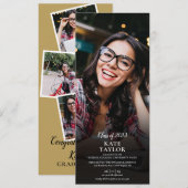 4 Foto Collage Modern Graduation Party Invitation Kaart (Voorkant / Achterkant)