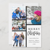 4 Foto Collage Modern Merry Kerstmis Feestdagenkaart (Voorkant)