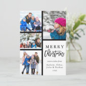 4 Foto Collage Modern Merry Kerstmis Feestdagenkaart (Staand voorkant)