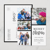 4 Foto Collage Modern Merry Kerstmis Feestdagenkaart (Voorkant / Achterkant)