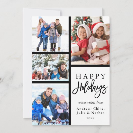 4 Foto Collage Modern Prettige feestdagen Feestdagenkaart (Voorkant)
