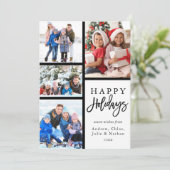 4 Foto Collage Modern Prettige feestdagen Feestdagenkaart (Staand voorkant)