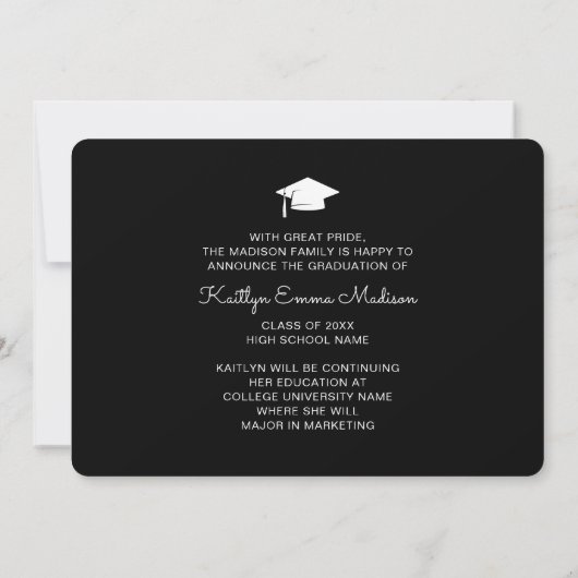 4 Foto Collage Modern Script Black & White Afstude Aankondiging (Achterkant)