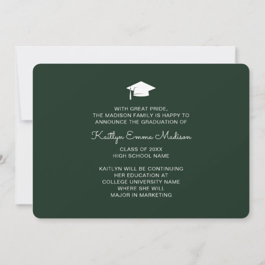 4 Foto Collage Modern Script Green Afstudeerder Aankondiging (Achterkant)