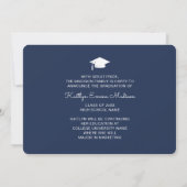 4 Foto Collage Modern Script Navy Blue Afstudeerde Aankondiging (Achterkant)