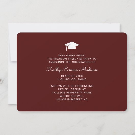 4 Foto Collage Modern Script Red Afstudeerder Aankondiging (Achterkant)