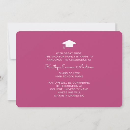 4 Foto Collage Modern Script Roze Afstudeerder Aankondiging (Achterkant)