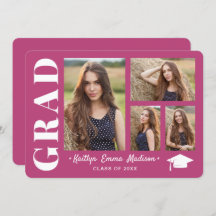 4 Foto Collage Modern Script Roze Afstudeerder