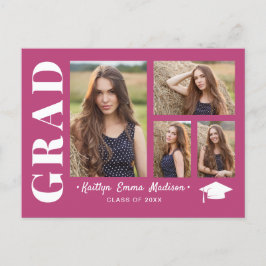 4 Foto Collage Modern Script Roze Afstudeerder Bri Briefkaart