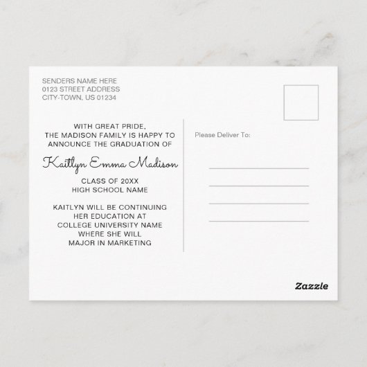 4 Foto Collage Modern Script Sage Green Afstudeerd Briefkaart (Achterkant)