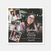 4 Foto Collage Moderne Afstudeerfeestje Servet (Voorkant)