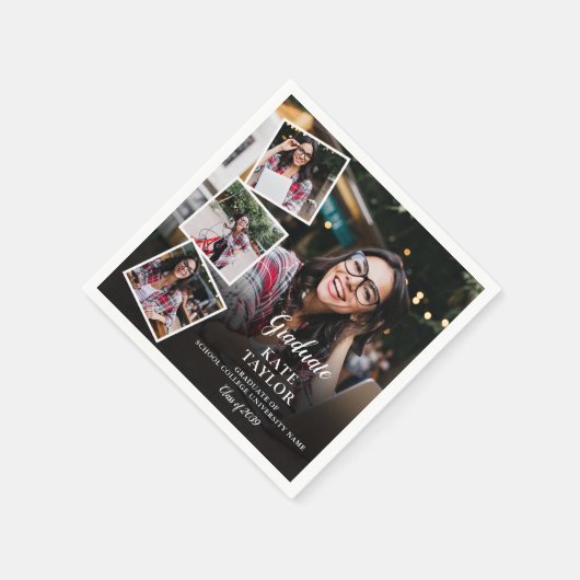 4 Foto Collage Moderne Afstudeerfeestje Servet (Hoek)