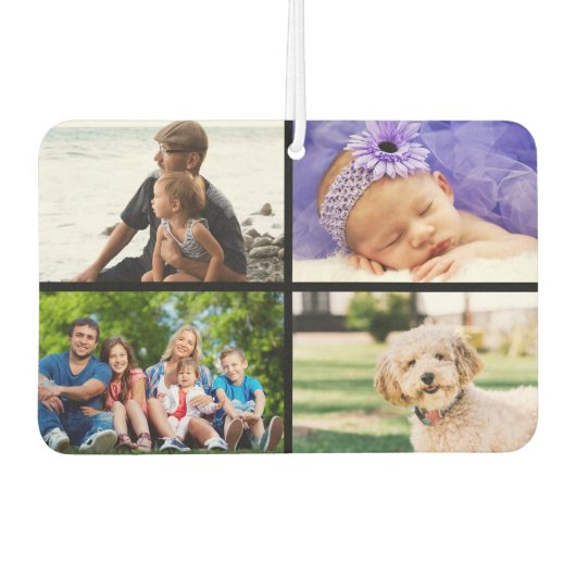 4 Foto Collage Moderne Elegante Script Naam Luchtverfrisser (Voorkant)