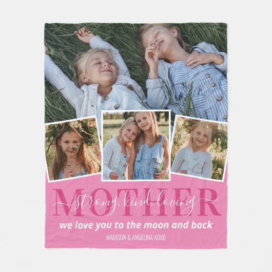 4 Foto Collage Moeder Fleece Deken (Voorkant)