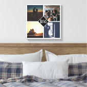 4 Foto Collage Monogrammed Canvas Afdruk (Insitu (Slaapkamer))