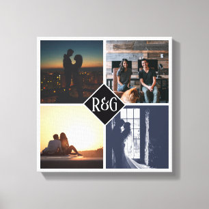 4 Foto Collage Monogrammed Canvas Afdruk