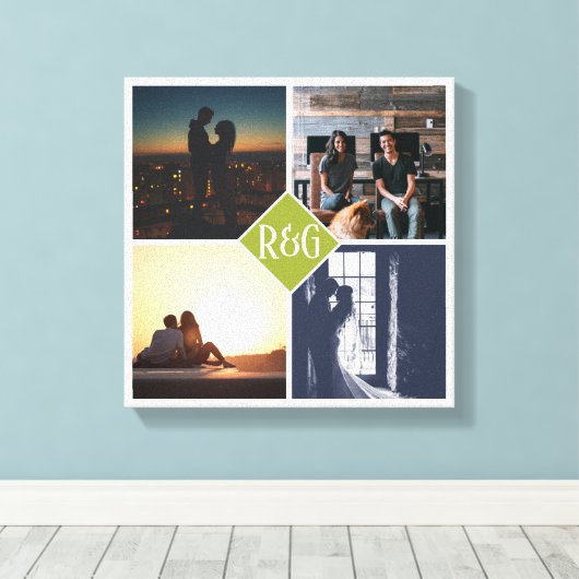 4 Foto Collage Monogrammed Canvas Afdruk (Insitu (Houten vloer))