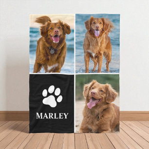 4 Foto Collage Mooie Pootafdruk Hond Geliefde Huis Fleece Deken
