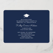 4 Foto Collage Navy Blue & Gold Foil Afstudeerder  Folie Uitnodiging (Achterkant)