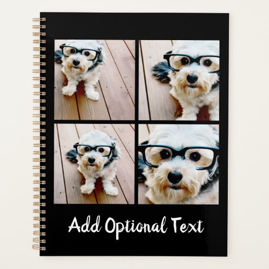 4 Foto Collage Optionele tekst -- Kan bewerken Zwa Planner (Voorkant)