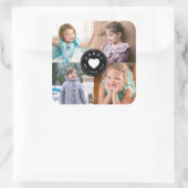 4 Foto Collage Pap We houden van je hart Vaderdag Vierkante Sticker (Tas)