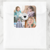 4 Foto Collage papa We houden van je Vaderdag Vierkante Sticker (Tas)