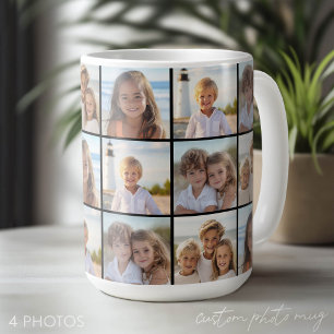 4 Foto Collage Patroon - Modern raster Koffiemok