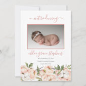 4 Foto Collage Peonies Floral Girl Announce Aankondiging (Voorkant)