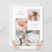 4 Foto Collage Peonies Floral Girl Announce Aankondiging (Achterkant)