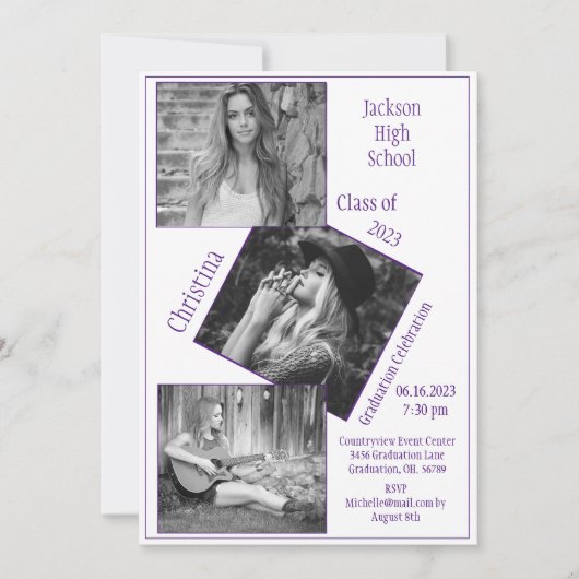 4 Foto Collage Persoonlijk Afstuderen Aankondiging (Voorkant)