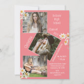 4 Foto Collage Persoonlijk Roze Afstuderen Aankondiging (Voorkant)