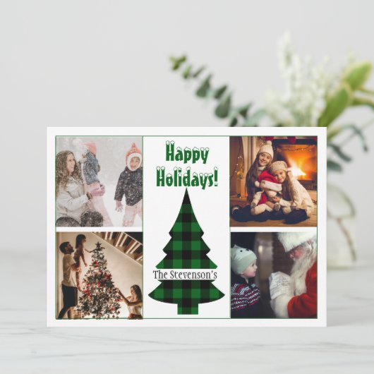 4 Foto Collage Persoonlijke Feestdagen Feestdagenkaart (Staand voorkant)