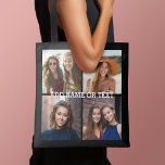 4 Foto collage - PICK UW ACHTERGRONDKLEUR Tote Bag<br><div class="desc">Gebruik vier vierkante foto's om een uniek en persoonlijk cadeau te creëer. Of je kunt de hipster puppy houden en een trendy keepslag maken. Als u de afbeeldingen moet aanpassen,  klik op het aanpassingshulpmiddel om veranderingen aan te brengen.</div>