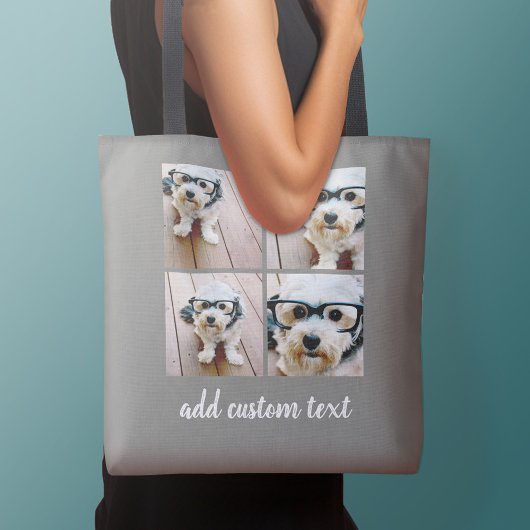 4 Foto collage - PICK UW ACHTERGRONDKLEUR Tote Bag