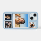 4 foto collage poeder blauw iPhone 15 case (Achterkant horizontaal)