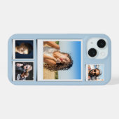 4 Foto Collage Poederblauw iPhone 15 Case (Achterkant horizontaal)