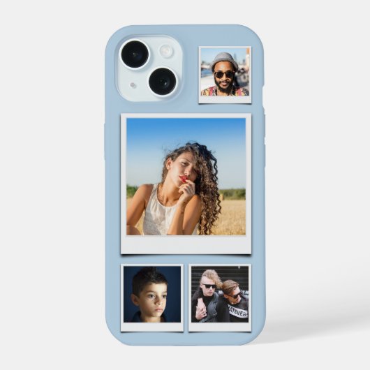 4 Foto Collage Poederblauw iPhone 15 Case (Achterkant)