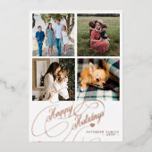 4 foto collage Prettige feestdagen elegant script (Voorkant)