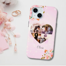 4 Foto Collage Roze Bloemen Puzzel Hart Custom