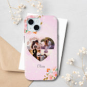 4 Foto Collage Roze Bloemen Puzzel Hart Custom Case-Mate iPhone Case