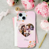 4 Foto Collage Roze Bloemen Puzzel Hart Custom Case-Mate iPhone Case