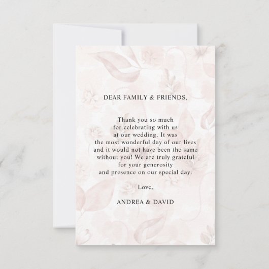 4 Foto Collage Roze Bloemige Trouw Dank Je Bedankkaart (Achterkant)