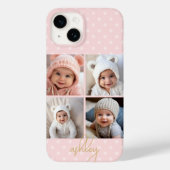 4 Foto Collage - roze stippen, Gouden Schrift Case-Mate iPhone Case (Achterkant)