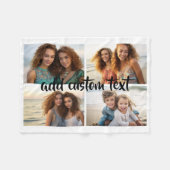 4 Foto Collage script tekst - bewerkbare kleuren Fleece Deken (Voorkant (Horizontaal))