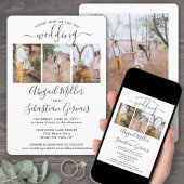 4 Foto Collage Simple Elegant Script Weddenschap Kaart