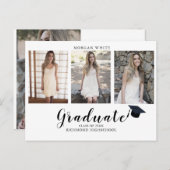 4 foto Collage Simple Modern Afstuderen  Aankondigingskaart (Voorkant / Achterkant)