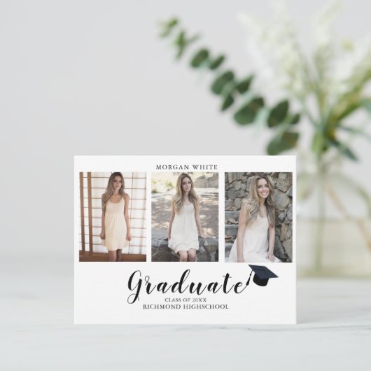 4 foto Collage Simple Modern Afstuderen Aankondigingskaart (Staand voorkant)