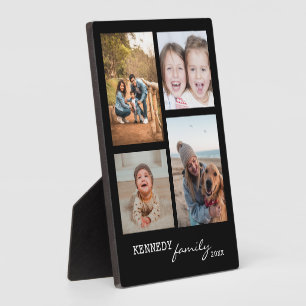 4 Foto Collage Sjabloon Familienaam Black Fotoplaat