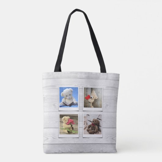 4 Foto Collage Sjabloon Rustieke Canvas tas (Achterkant)