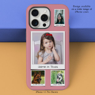 4 foto collage Stof Roze iPhone 15 Pro Max Case